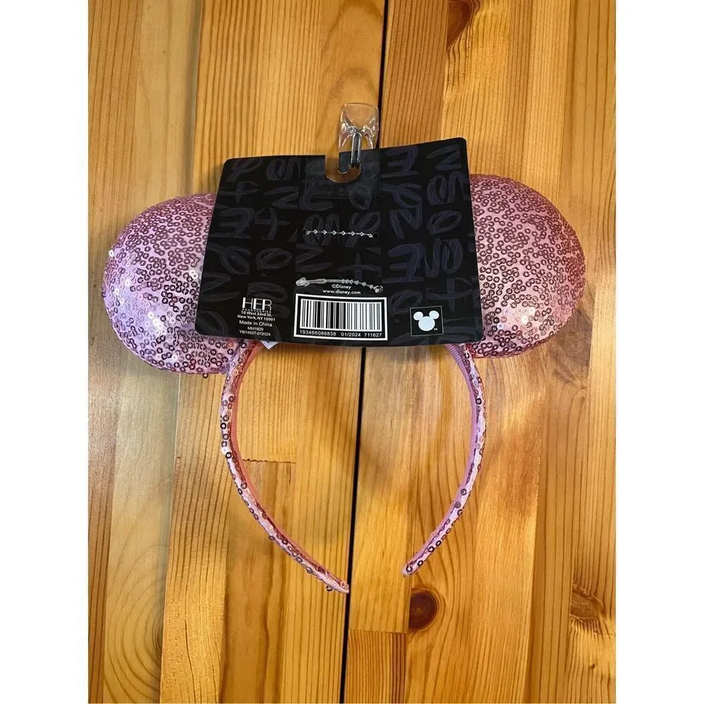 Disney Ears Mickey Mouse 2024 Pink With Silver Bow nwt (3383)